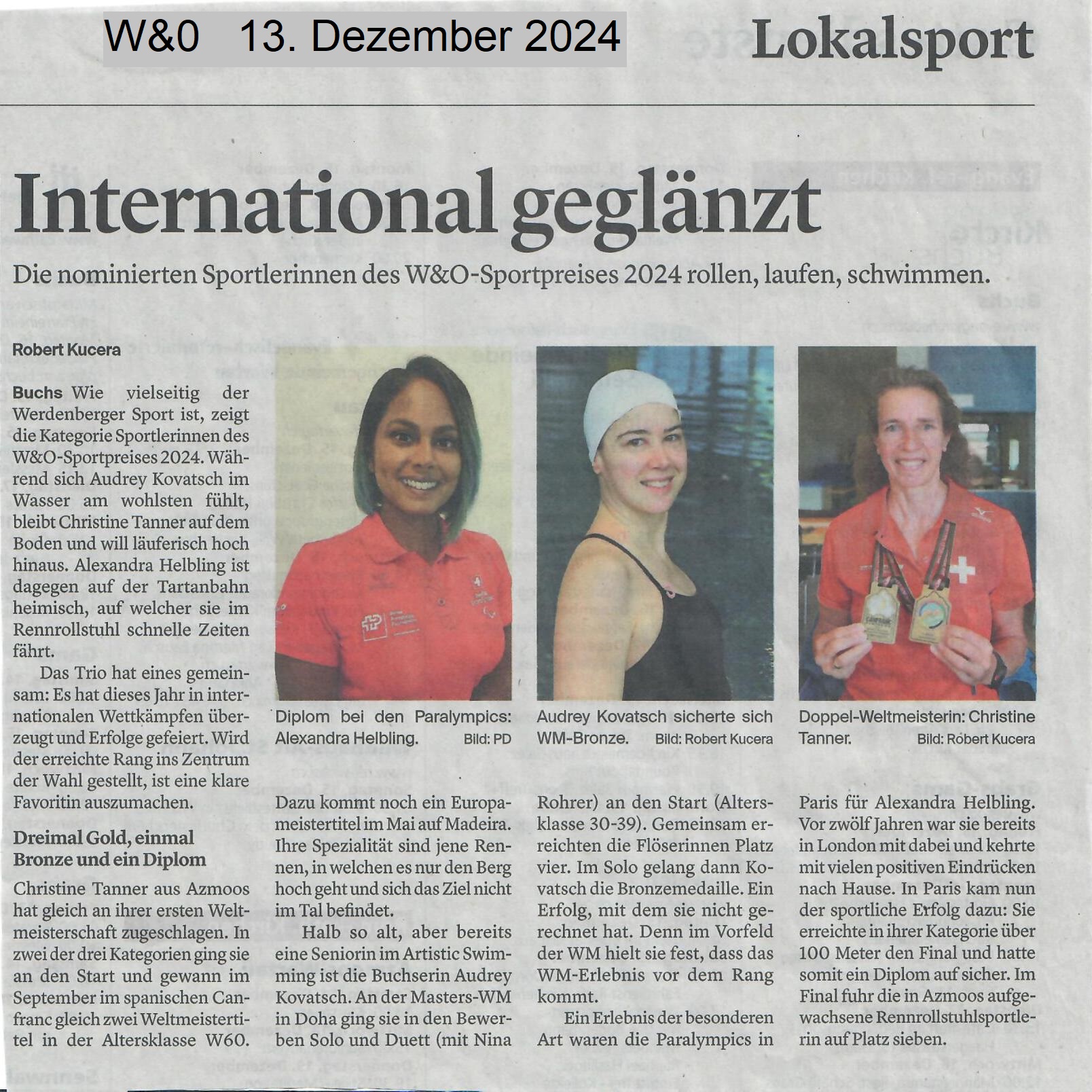 Die drei nominierten Sportlerinnen